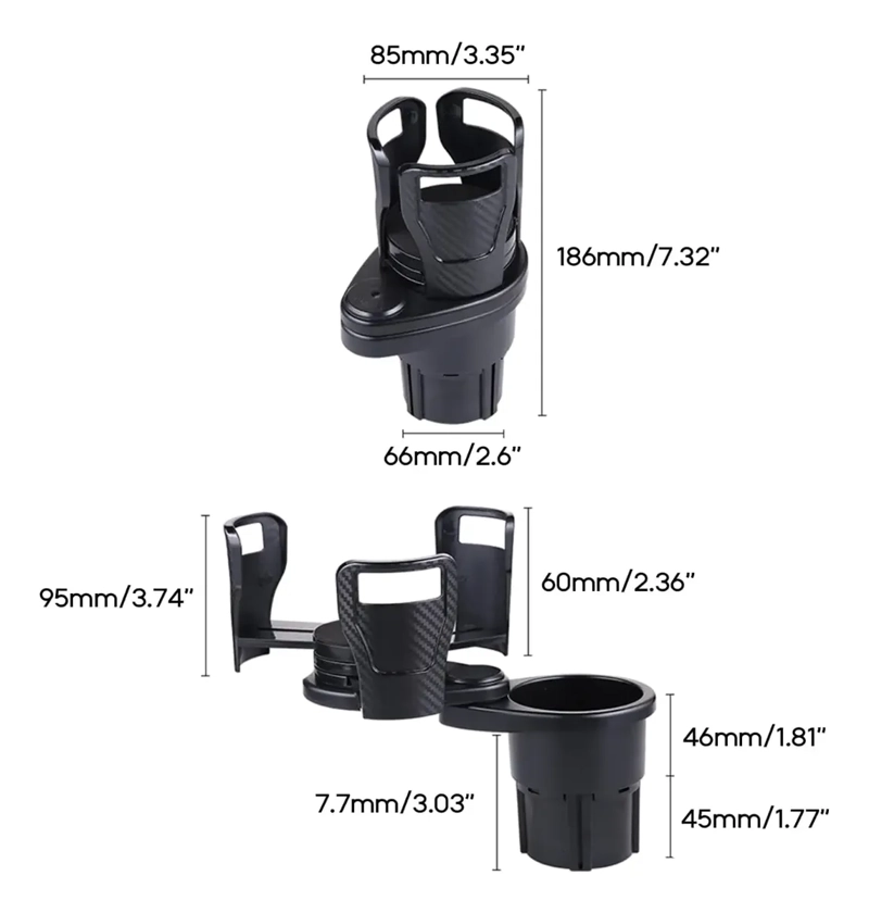 PORTAVASOS AUTO MULTIFUNCIONAL DOBLE AJUSTABLE ROTACION 360 - 2