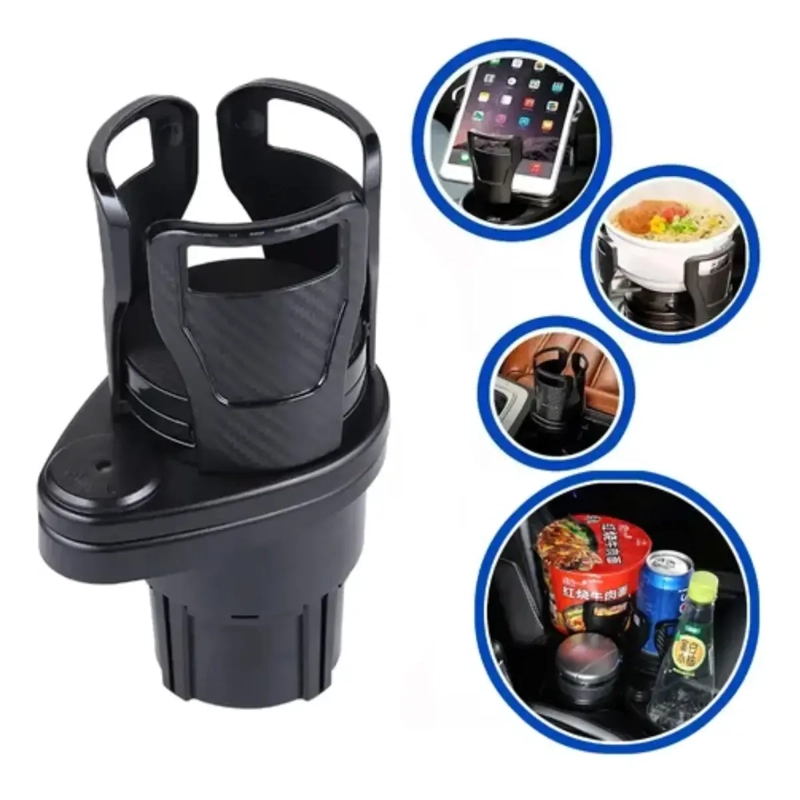 PORTAVASOS AUTO MULTIFUNCIONAL DOBLE AJUSTABLE ROTACION 360 - 4