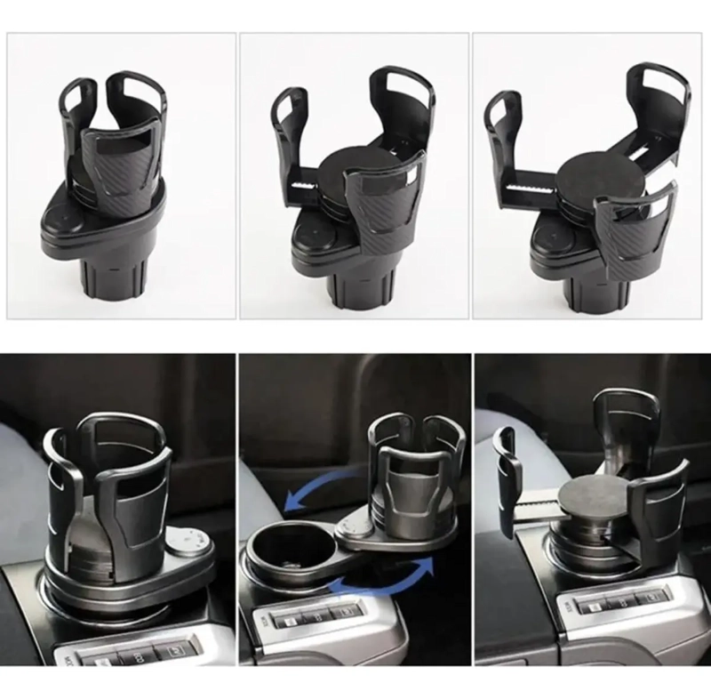PORTAVASOS AUTO MULTIFUNCIONAL DOBLE AJUSTABLE ROTACION 360 - 6