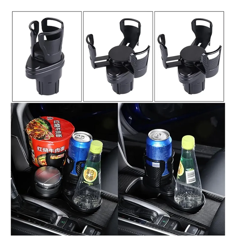 PORTAVASOS AUTO MULTIFUNCIONAL DOBLE AJUSTABLE ROTACION 360 - 8
