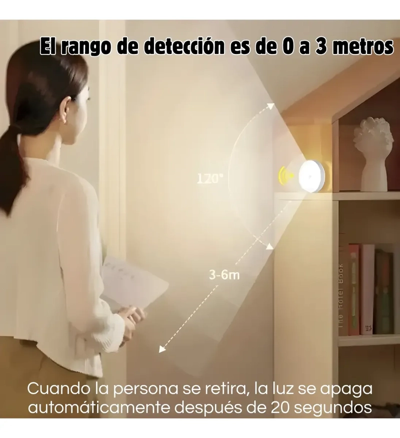 LAMPARA LED SENSOR MOVIMIENTO RECARGABLE CLOSET Y PASILLOS - 9