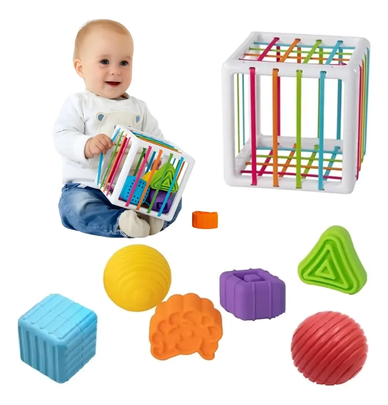 JUGUETE EDUCATIVO CUBO ACTIVIDADES 6 BLOQUES TEXTURA BEBE S - 1