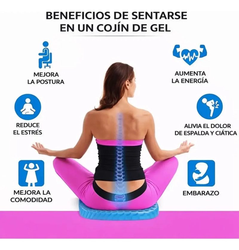 COJIN DE GEL TERAPE UTICO SUNNY SEAT ERGONOMICO SILLA AUTO - 4