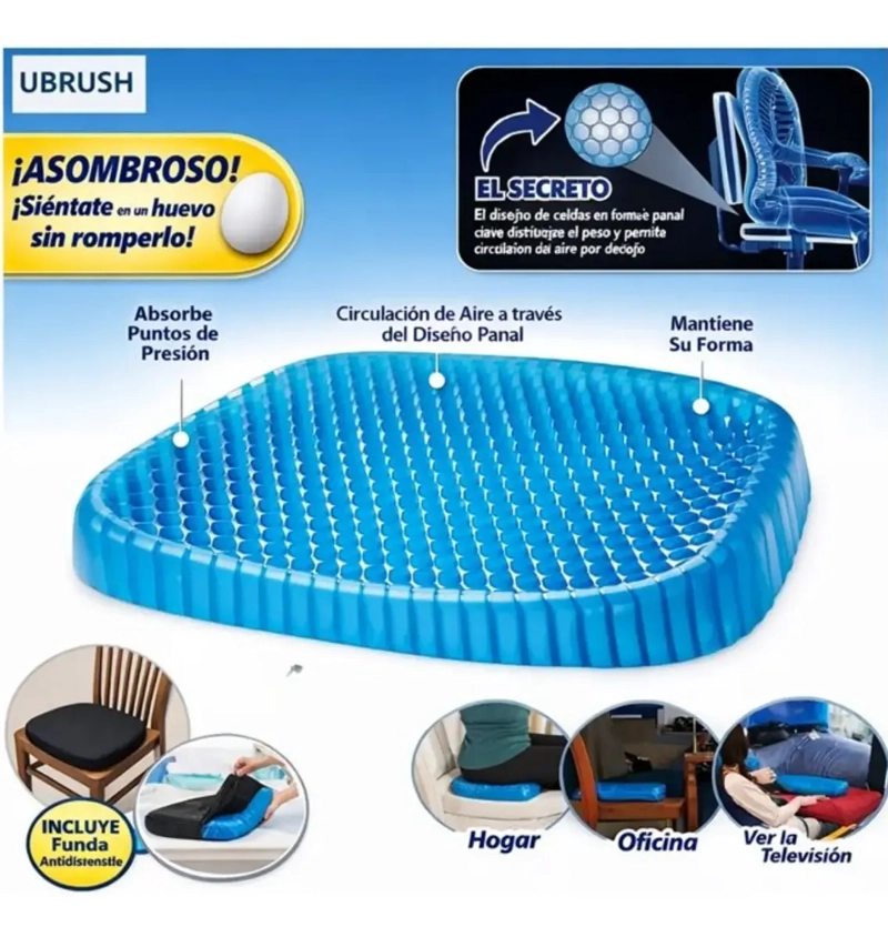 COJIN DE GEL TERAPE UTICO SUNNY SEAT ERGONOMICO SILLA AUTO - 7