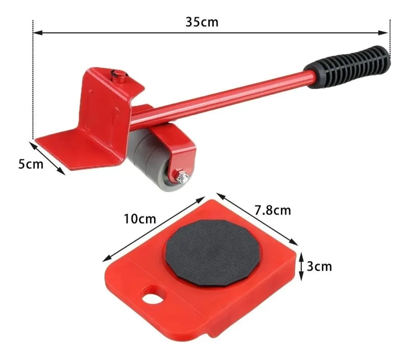 SET ELEVADOR Y MOVER MUEBLES RODILLOS 5PZAS CON RUEDAS 150KG - 4