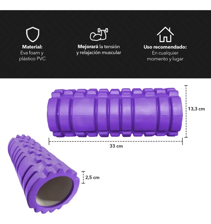 RODILLO MASAJEADOR FOAM ROLLER YOGA PILATES RECUPERACION - 4
