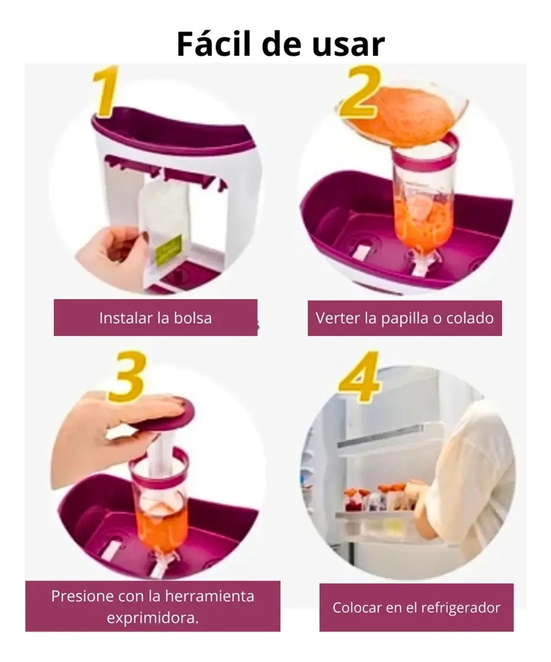 DISPENSADOR DE ZUMO EMPACADOR DE COLADOS PAPILLA BEBES - 4