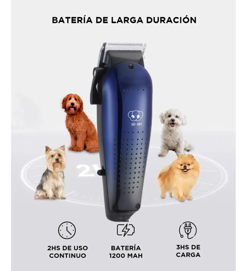 KIT PELUQUERIA CANINA SAEDAY MAQUINA CORTA PELO CON MALETIN - 2