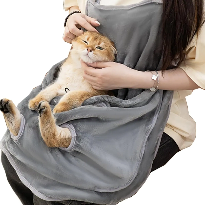 DELANTAL PORTA GATOS MOP CAT APRON SUAVE TE RMICO BOLSILLOS - 1