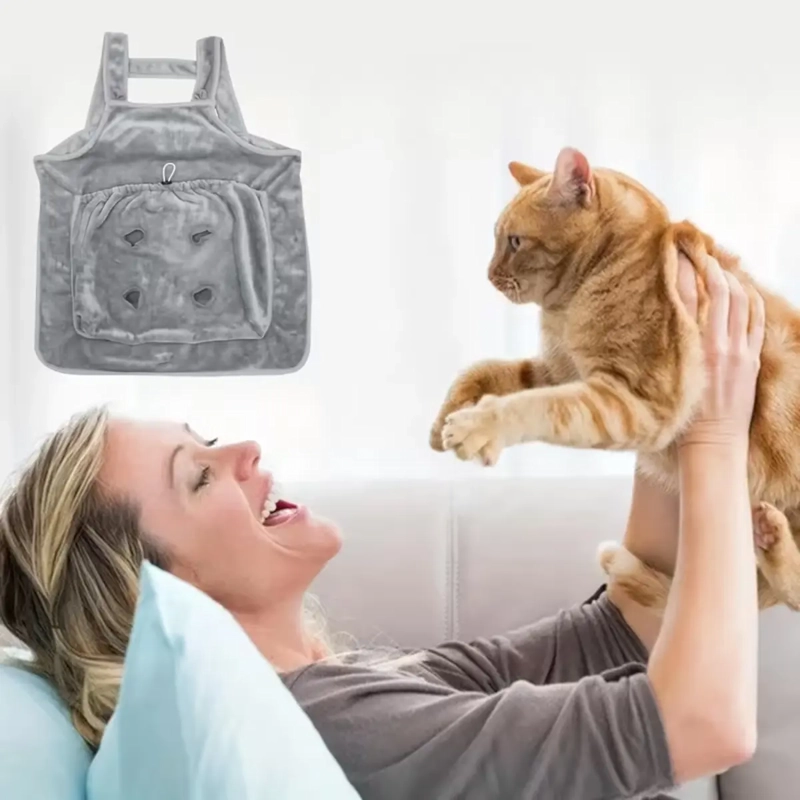 DELANTAL PORTA GATOS MOP CAT APRON SUAVE TE RMICO BOLSILLOS - 4