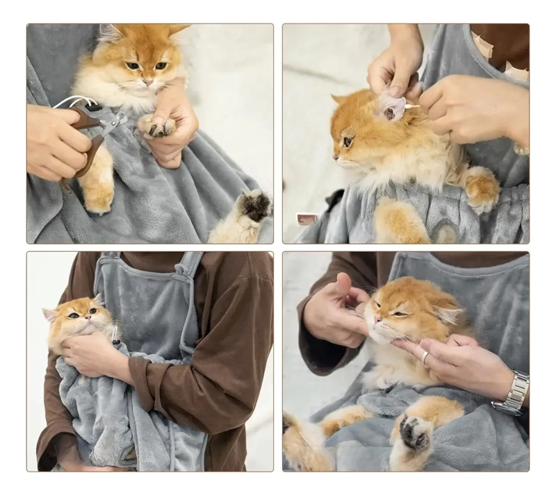 DELANTAL PORTA GATOS MOP CAT APRON SUAVE TE RMICO BOLSILLOS - 7