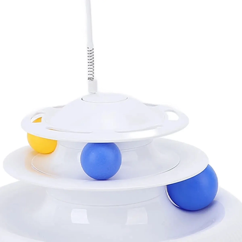 TORRE DE JUEGO PARA GATOS 3NIVELES PELOTAS Y PLUMA GIRATORIO - 2