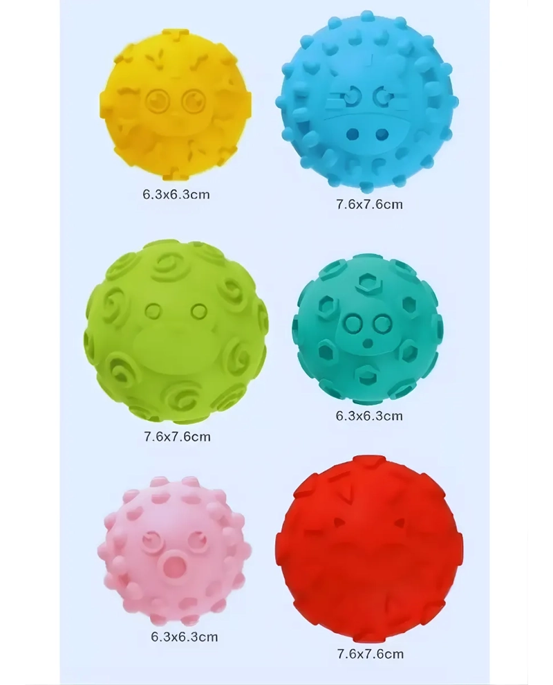 SET 6 PELOTAS TEXTURIZADAS GOMA SENSORIALES PARA BEBE S - 4