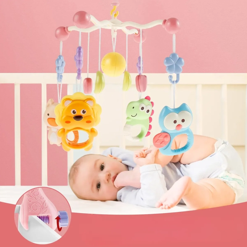 MOVIL MUSICAL ROSA PARA CUNA PROYECTOR LUCES Y SONIDOS BEBE - 4