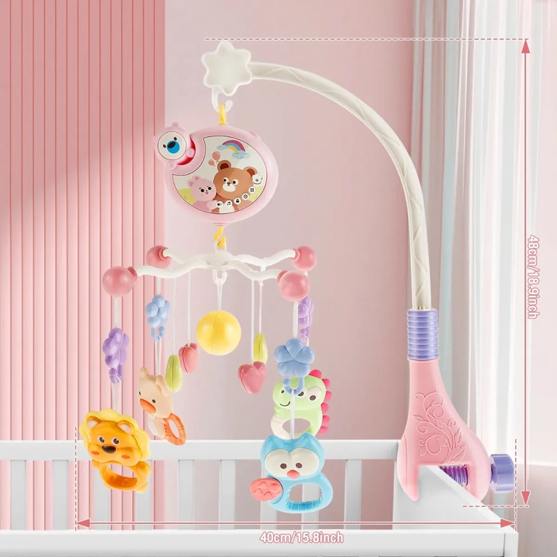 MOVIL MUSICAL ROSA PARA CUNA PROYECTOR LUCES Y SONIDOS BEBE - 9