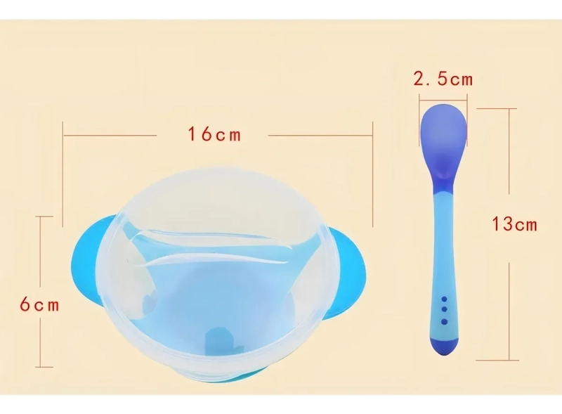SET ALIMENTACION BEBE  AZUL CUCHARA POCILLO CON VENTOSA FIJACION - 6