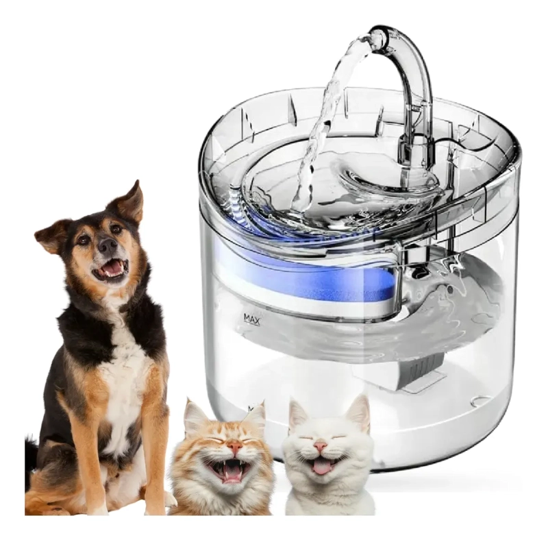 FUENTE DE AGUA TRANSPARENTE AUTOMATICA PARA PERROS Y GATOS - 1