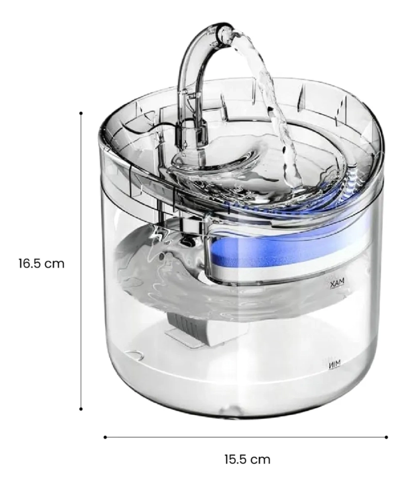 FUENTE DE AGUA TRANSPARENTE AUTOMATICA PARA PERROS Y GATOS - 6