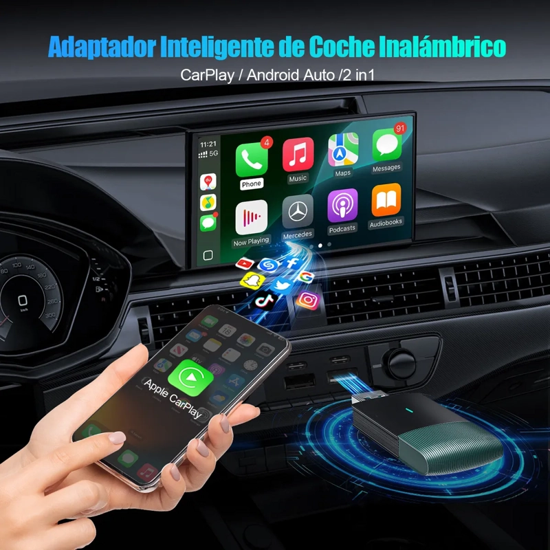 ADAPTADOR INALAMBRICO CARPLAY ANDROID AUTO WIRES TO WIRELESS - 6