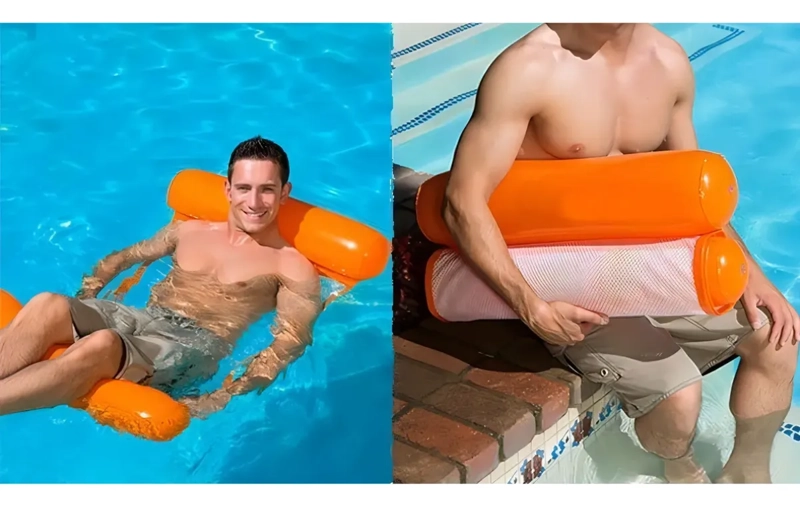 HAMACA INFLABLE DE RED PARA PISCINA SILLON FLOTANTE MULTIUSO - 4
