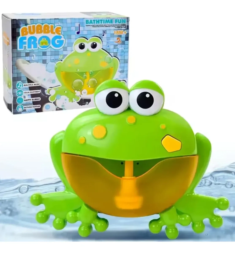 MAQUINA DE BURBUJAS PARA BAÑO RANA CON MUSICA DIDACTICO - 1