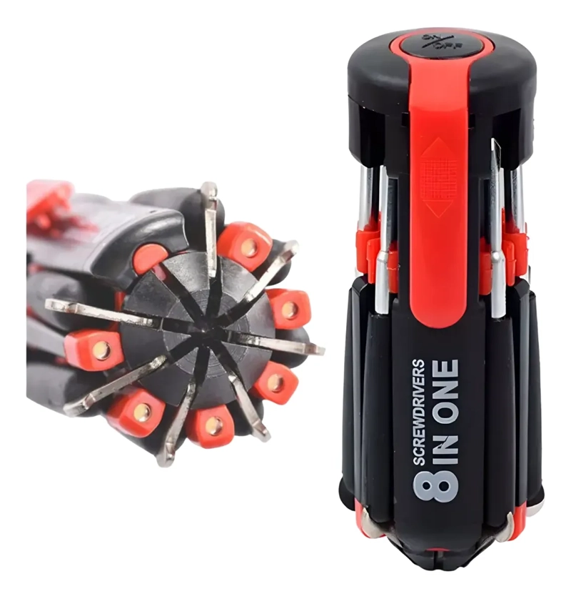 DESTORNILLADOR 8 EN 1 CON LINTERNA LED EMERGENCIA MULTIUSO - 1