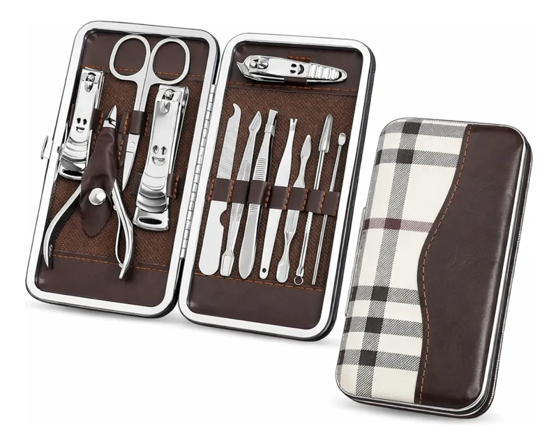 SET DE MANICURE PEDICURE PROFESIONAL 12 PIEZAS CON ESTUCHE - 1