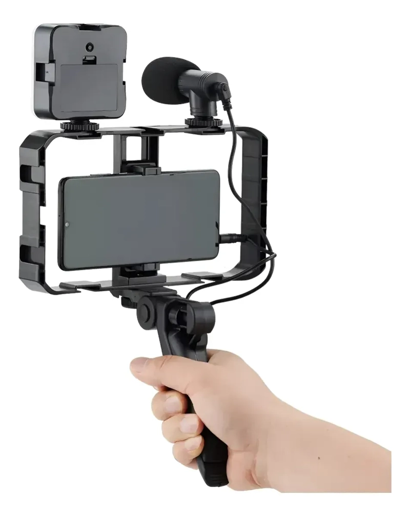 KIT VLOGGING VIDEO AY-49X MICROFONO LUZ LED TRIPODE CONTROL - 3
