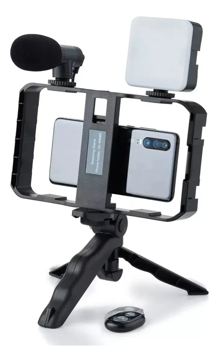 KIT VLOGGING VIDEO AY-49X MICROFONO LUZ LED TRIPODE CONTROL - 6
