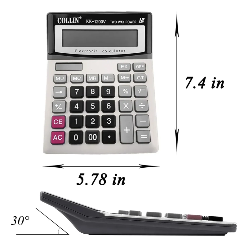 CALCULADORA DE ESCRITORIO 12 DIGITOS PANTALLA GRANDE KK-1200 - 2