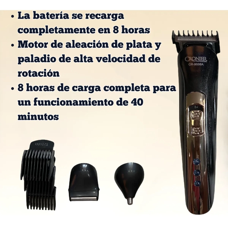 MAQUINA AFEITAR HOMBRE CORTAPELO BARBA NARIZ 3EN1 RECARGABLE - 3