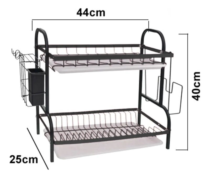 SECAPLATOS COCINA ESCURRIDOR PLATOS CUBIERTOS 2 NIVELES - 4