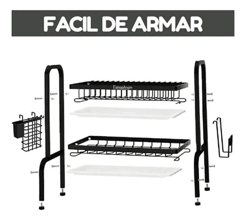 SECAPLATOS COCINA ESCURRIDOR PLATOS CUBIERTOS 2 NIVELES - 5