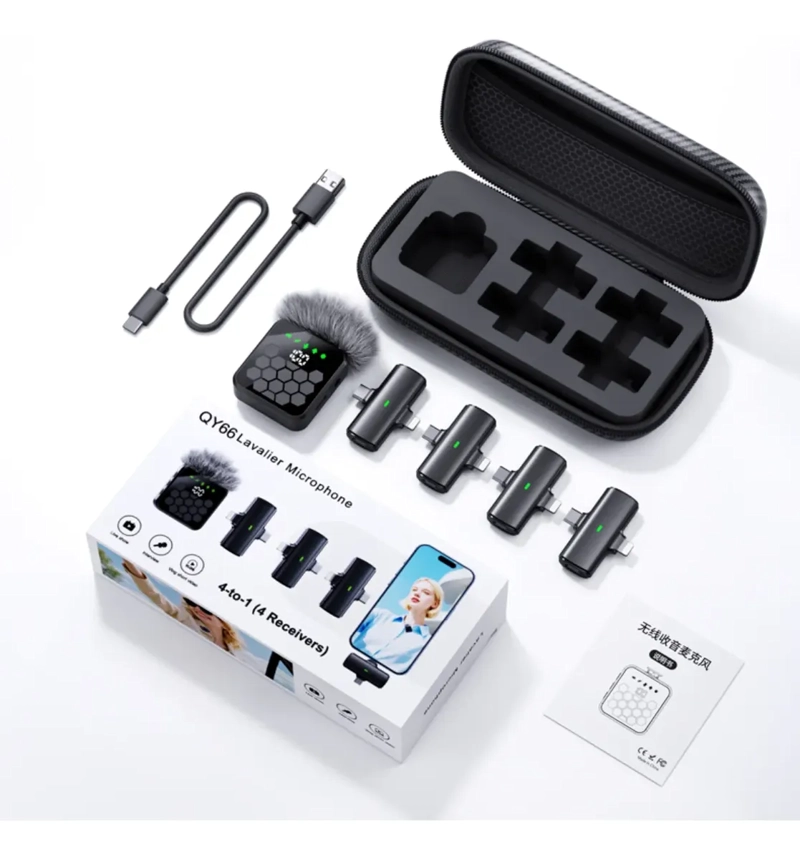 SET MICROFONO SOLAPA INALAMBRICO 4 EN 1 TIPO C ANULACION RUIDO - 1
