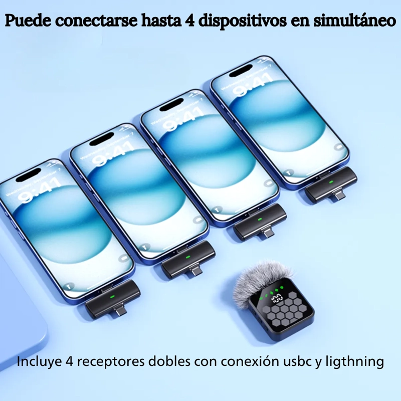 SET MICROFONO SOLAPA INALAMBRICO 4 EN 1 TIPO C ANULACION RUIDO - 4