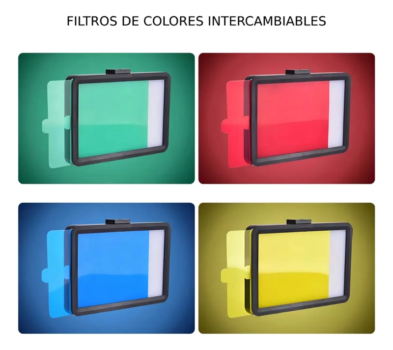 PANEL LUZ LED FOTOGRAFIA VIDEO RECARGABLE + FILTROS COLORES - 3