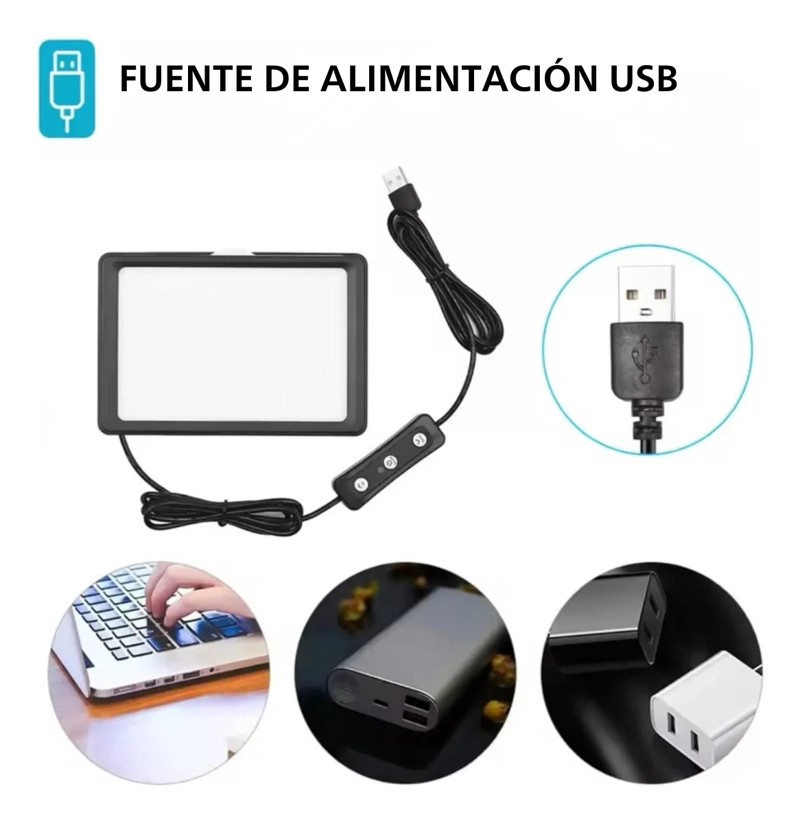 PANEL LUZ LED FOTOGRAFIA VIDEO RECARGABLE + FILTROS COLORES - 7