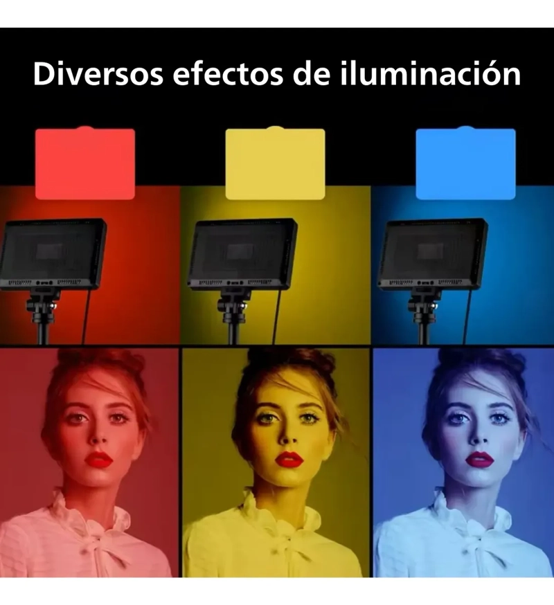 PANEL LUZ LED FOTOGRAFIA VIDEO RECARGABLE + FILTROS COLORES - 8