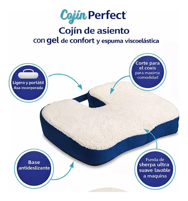 COJIN GEL ESPUMA VISCOELASTICA SOPORTE LUMBAR ERGONOMICO - 6