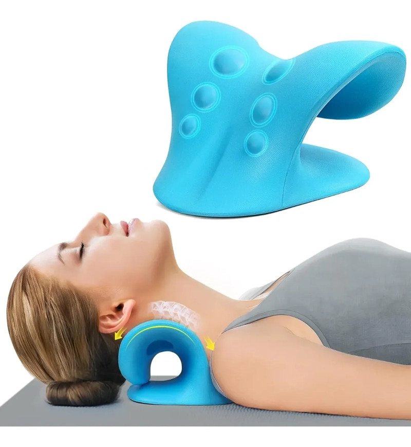 ALMOHADA TRACCION CERVICAL CORRECTOR MASAJE CUELLO HOMBROS - 1