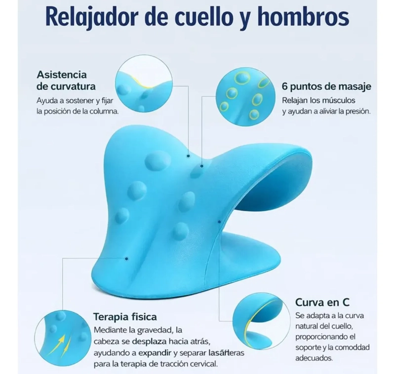 ALMOHADA TRACCION CERVICAL CORRECTOR MASAJE CUELLO HOMBROS - 4