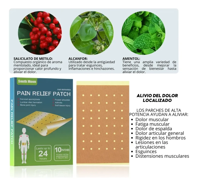 PACK 10 PARCHES MENTOLADOS ALIVIO DOLOR MUSCULAR ARTICULAR - 2