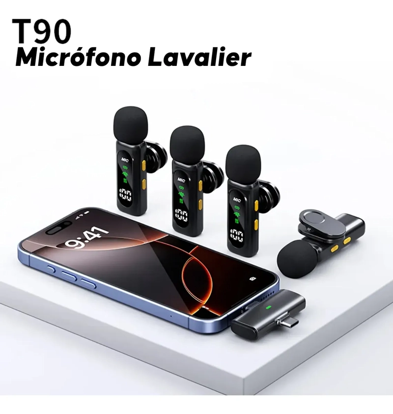 PACK 4 MICROFONOS LAVALLIER INALAMBRICO T90 VLOGS USBC - 5