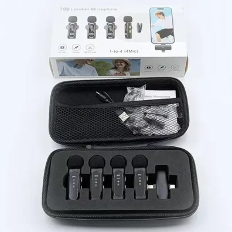 PACK 4 MICROFONOS LAVALLIER INALAMBRICO T90 VLOGS USBC - 7