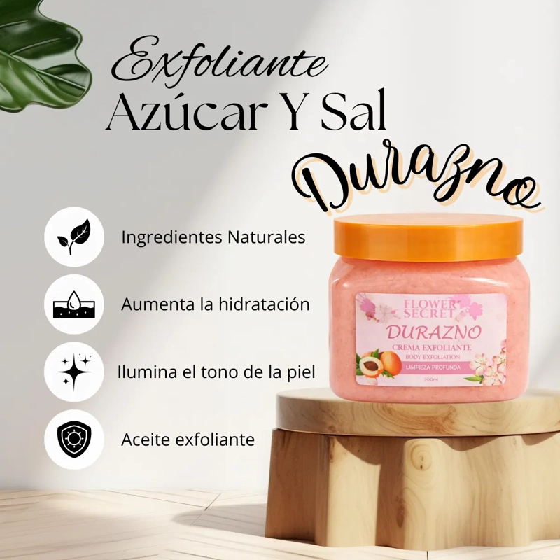 EXFOLIANTE AZUCAR Y SAL ORGANICO DURAZNO 500ML FLOWER SECRET - 2