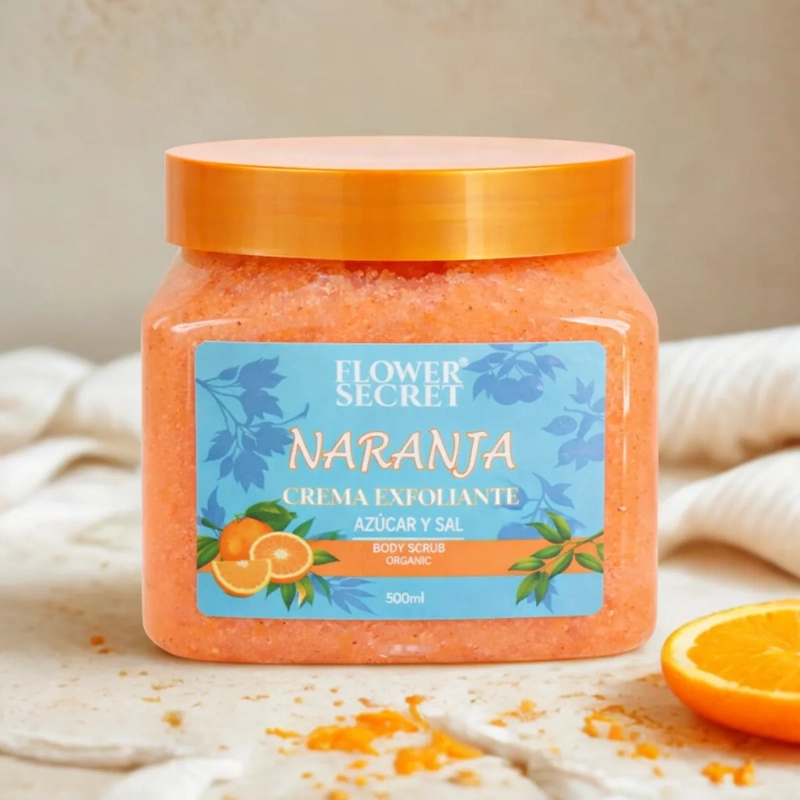 EXFOLIANTE AZUCAR Y SAL ORGANICO NARANJA 500ML FLOWER SECRET - 4
