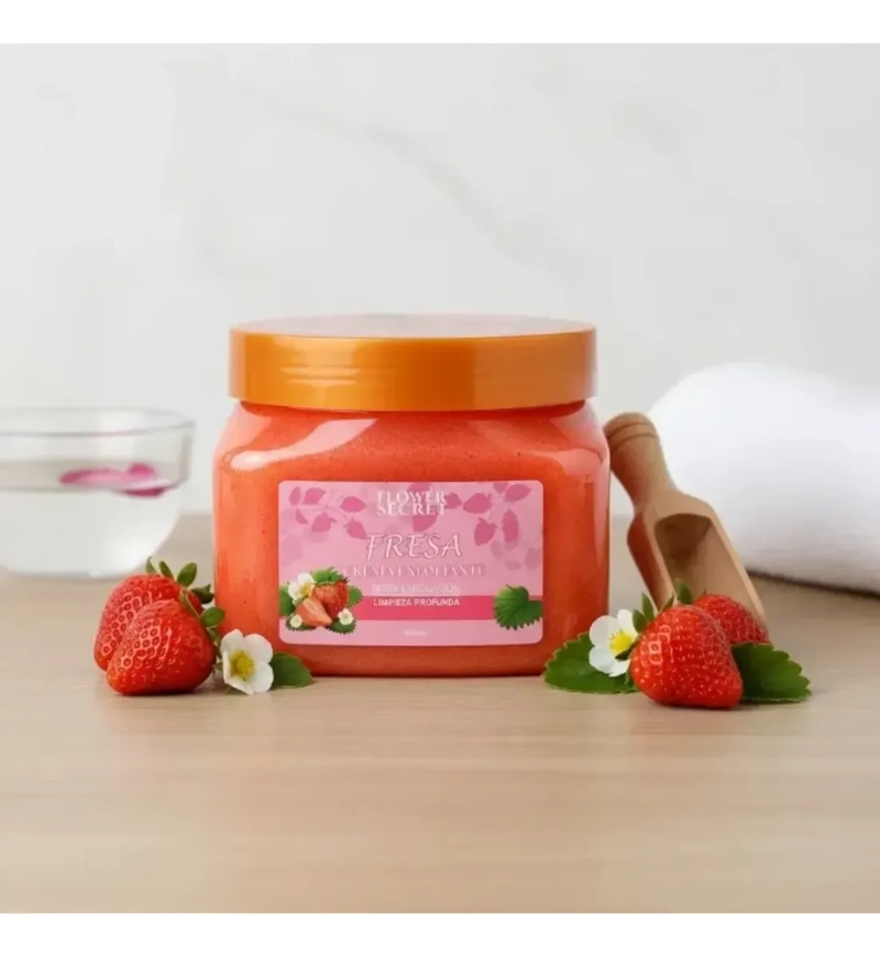 EXFOLIANTE AZUCAR SAL ORGANICO FRUTILLA 500ML FLOWER SECRET - 6