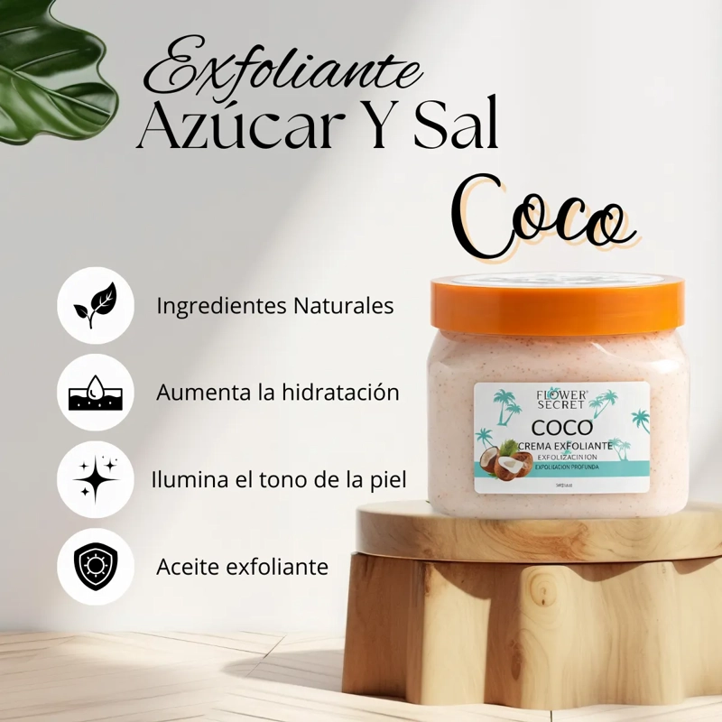 EXFOLIANTE AZUCAR Y SAL ORGANICO COCO 500ML FLOWER SECRET - 3