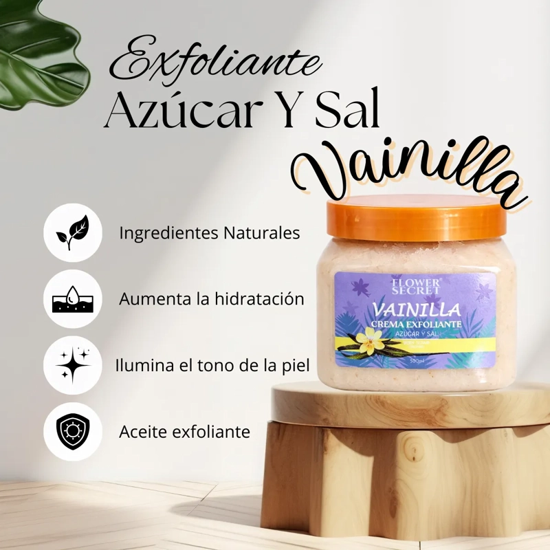 EXFOLIANTE AZUCAR SAL ORGANICO VAINILLA 500ML FLOWER SECRET - 2