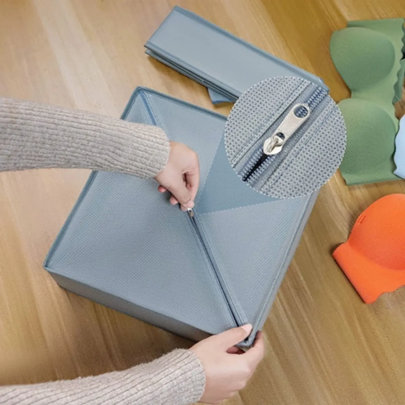 ORGANIZADOR DE CAJONES ROPA INTERIOR GRIS OSCURO 16 BOLSILLOS 32X32X10CM - 4